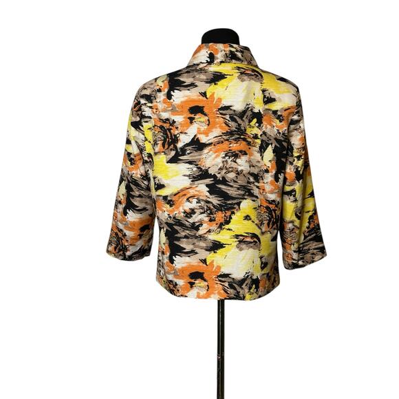 David Brooks vintage orange yellow print silk blazer jacket size Medium - Picture 15 of 16